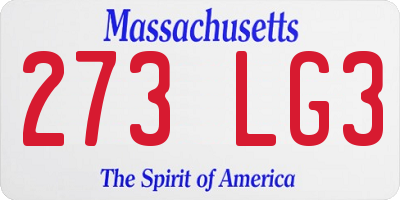 MA license plate 273LG3
