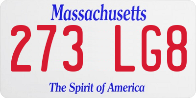 MA license plate 273LG8