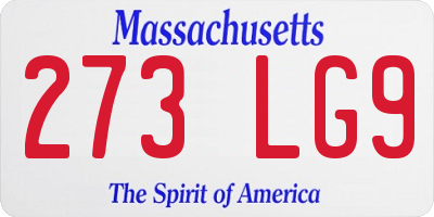 MA license plate 273LG9