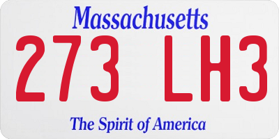 MA license plate 273LH3