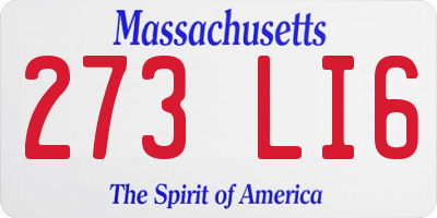 MA license plate 273LI6