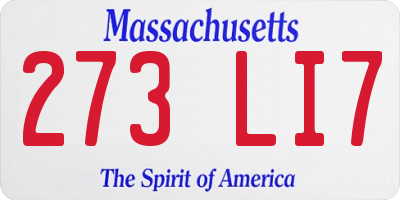 MA license plate 273LI7