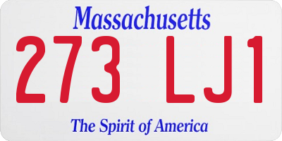 MA license plate 273LJ1