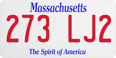 MA license plate 273LJ2