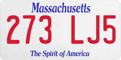 MA license plate 273LJ5