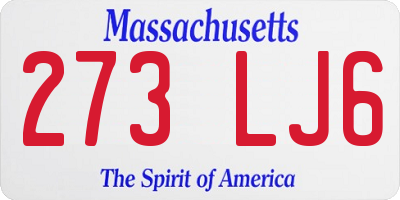 MA license plate 273LJ6