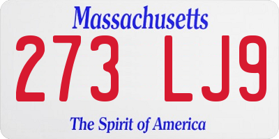 MA license plate 273LJ9