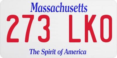 MA license plate 273LK0
