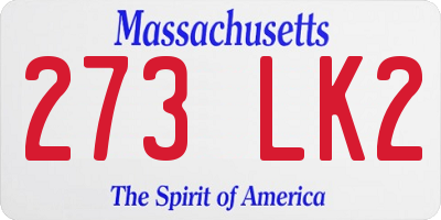 MA license plate 273LK2