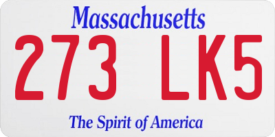 MA license plate 273LK5