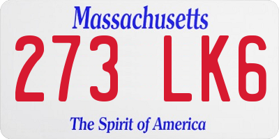 MA license plate 273LK6
