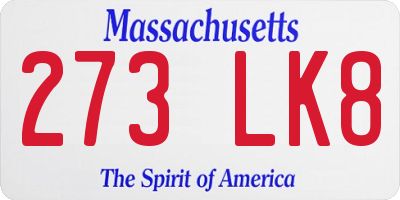 MA license plate 273LK8