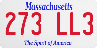 MA license plate 273LL3