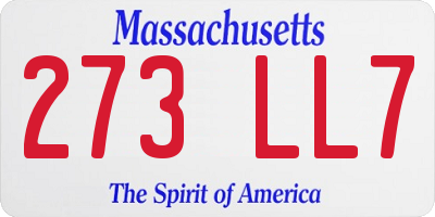 MA license plate 273LL7