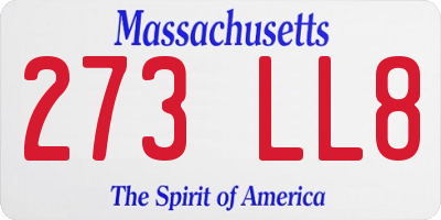 MA license plate 273LL8