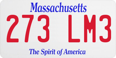 MA license plate 273LM3