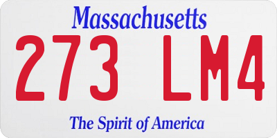MA license plate 273LM4
