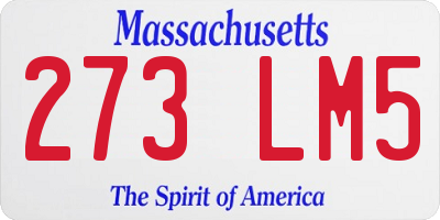 MA license plate 273LM5