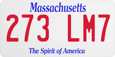 MA license plate 273LM7