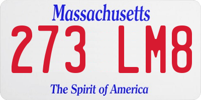 MA license plate 273LM8