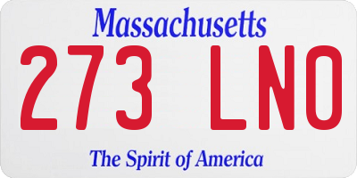 MA license plate 273LN0