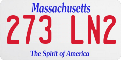 MA license plate 273LN2