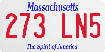 MA license plate 273LN5