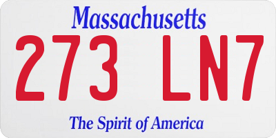 MA license plate 273LN7
