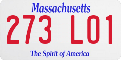 MA license plate 273LO1