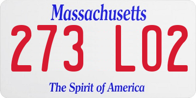 MA license plate 273LO2