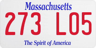 MA license plate 273LO5