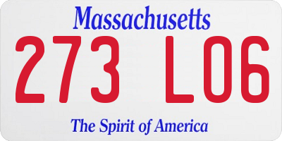 MA license plate 273LO6