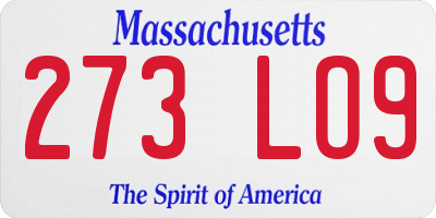 MA license plate 273LO9