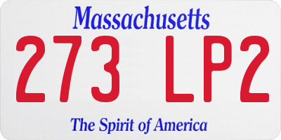 MA license plate 273LP2