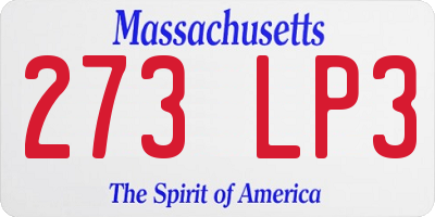 MA license plate 273LP3