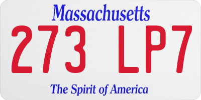 MA license plate 273LP7