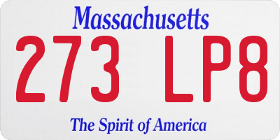 MA license plate 273LP8