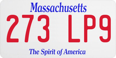 MA license plate 273LP9