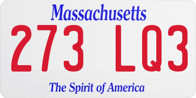 MA license plate 273LQ3