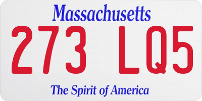 MA license plate 273LQ5