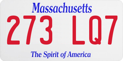 MA license plate 273LQ7