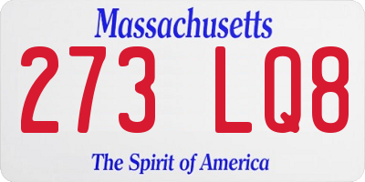 MA license plate 273LQ8