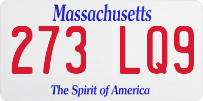MA license plate 273LQ9