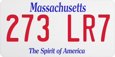 MA license plate 273LR7