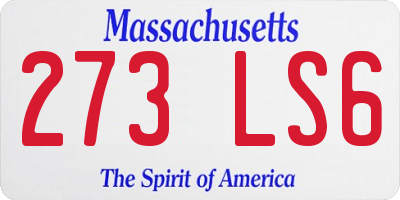 MA license plate 273LS6
