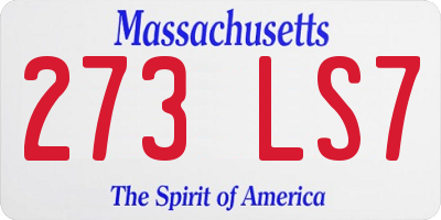 MA license plate 273LS7