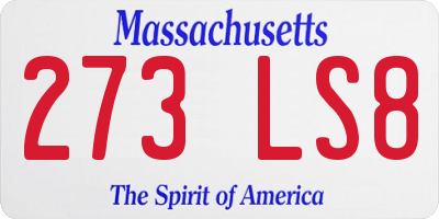 MA license plate 273LS8