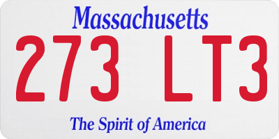 MA license plate 273LT3