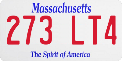 MA license plate 273LT4