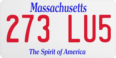 MA license plate 273LU5